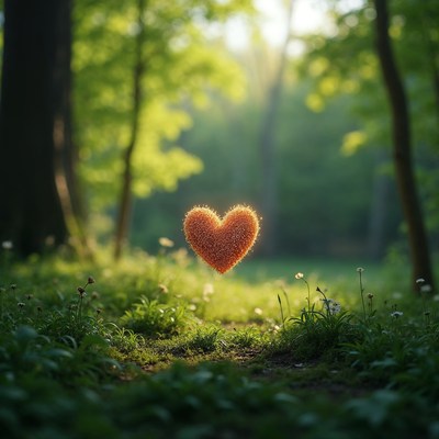 Floating Heart in Forest