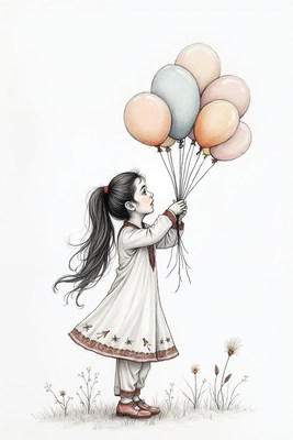 Girl holding colorful balloons