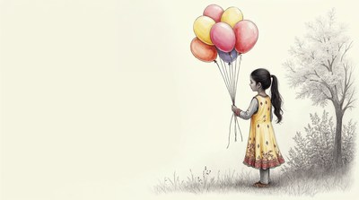Girl holding colorful balloons