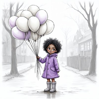 Black girl holding white balloons