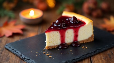 Cheesecake with Cherry Sauce
