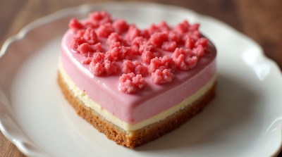 Pink Heart Cheesecake on Plate