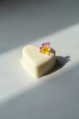 White Heart Soap with Purple Pansy