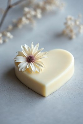 White Soap Heart with Daisy