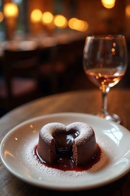 Chocolate Lava Cake with Wine Glass