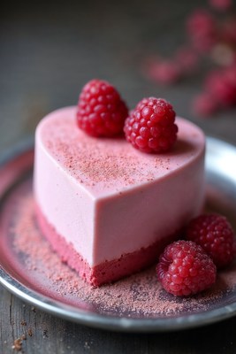 Heart-shaped raspberry panna cotta