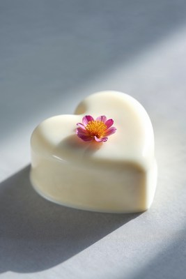 White Chocolate Heart with Pink Flower