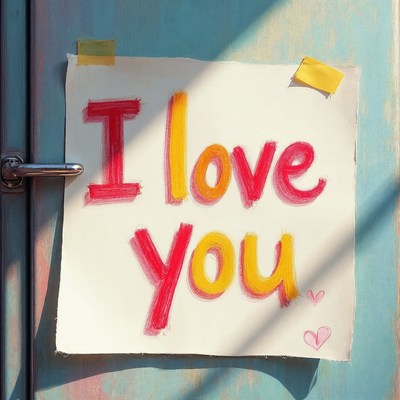 I Love You sign on blue door