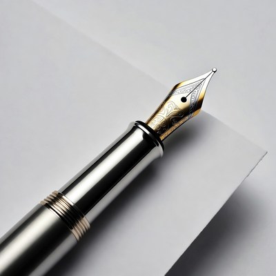 Fountain Pen on White Paper