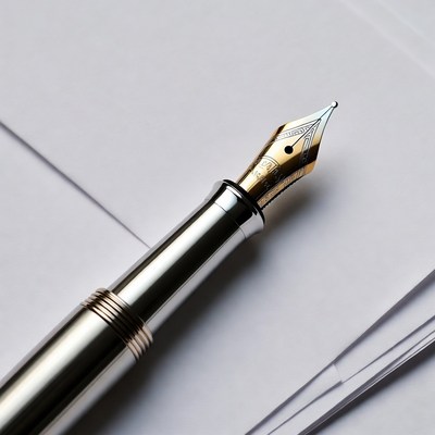 Luxury Fountain Pen on White Papers