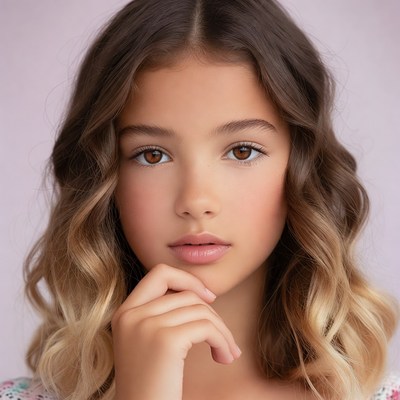 Young girl with hand on chin