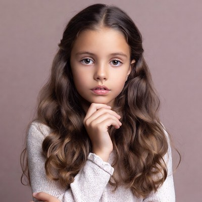 Girl thinking with hand on chin