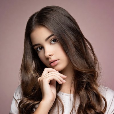 Teen girl thinking with hand on chin