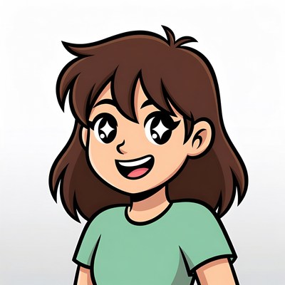 Smiling anime girl with brown hair