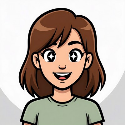 Smiling anime girl with brown hair