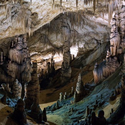 Stalactites and Stalagmites in Cave