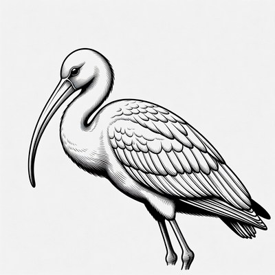 Ibis bird line art illustration