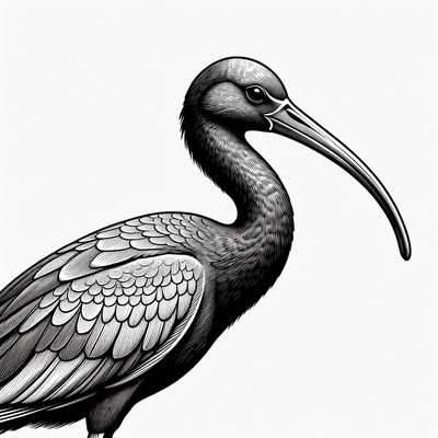 Black Ibis Bird Illustration