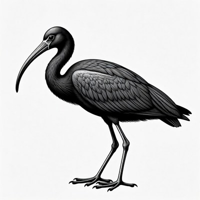 Black Ibis Bird Illustration