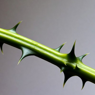 Green Rose Stem with Thorns