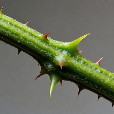 Green Rose Stem with Thorns