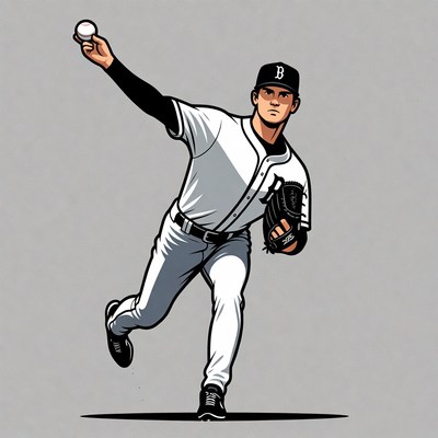 Baseball pitcher throwing ball