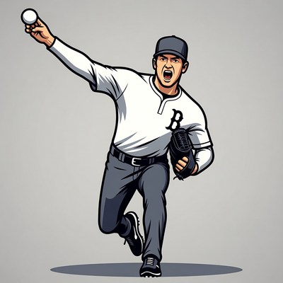 Baseball pitcher throwing ball