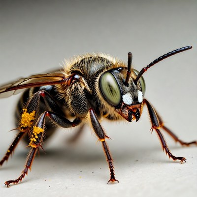 Close-up of wasp with pollen
