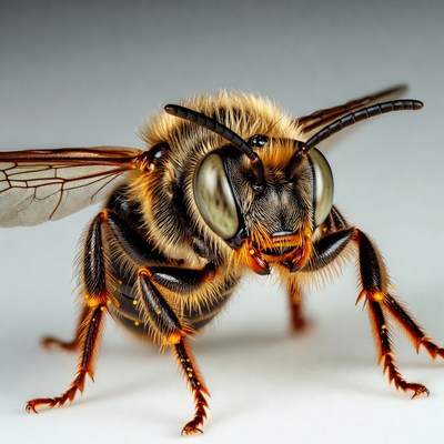 Close-up of furry bumblebee
