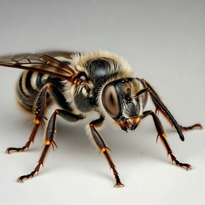 Closeup of hairy striped bee