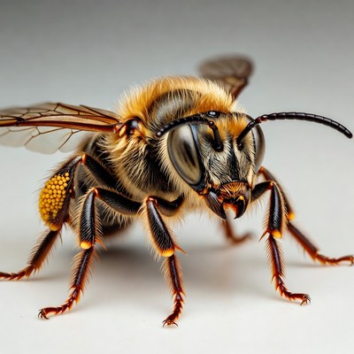 Closeup of fluffy bumblebee