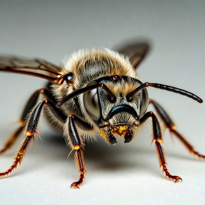 Closeup of fuzzy mining bee