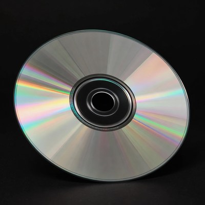 Shiny CD Disc on Black Background