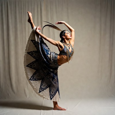 Woman performing yoga dancer pose