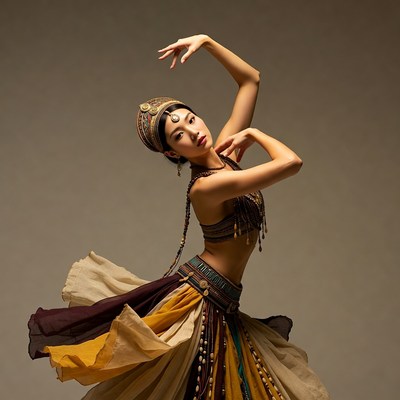 Asian woman in traditional dance pose