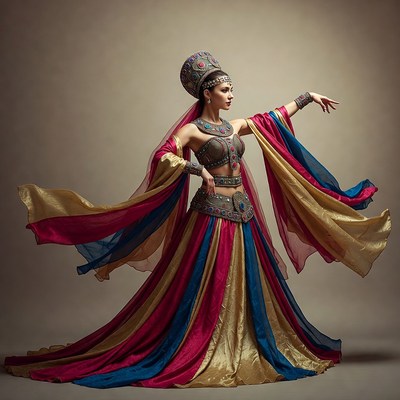 Woman in Egyptian Pharaoh Costume Dancing