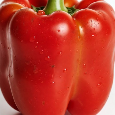 Fresh Red Bell Pepper with Water Droplets