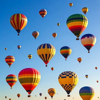 Colorful Hot Air Balloons in Blue Sky