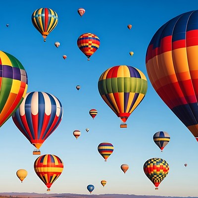 Colorful Hot Air Balloons in Blue Sky