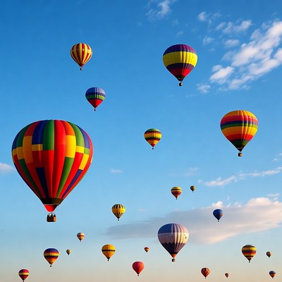 Colorful Hot Air Balloons in Blue Sky