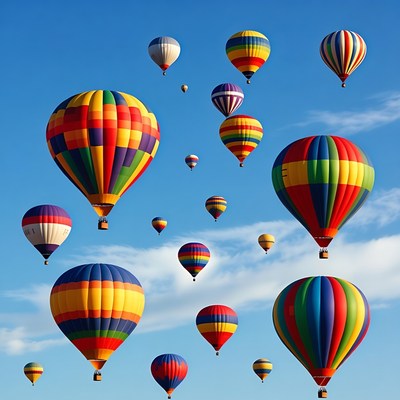 Colorful Hot Air Balloons in Blue Sky