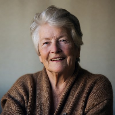 Elderly woman smiling warmly