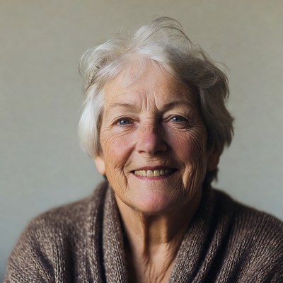 Elderly woman smiling warmly