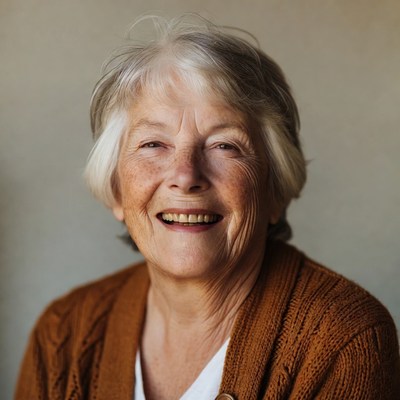 Elderly woman smiling warmly