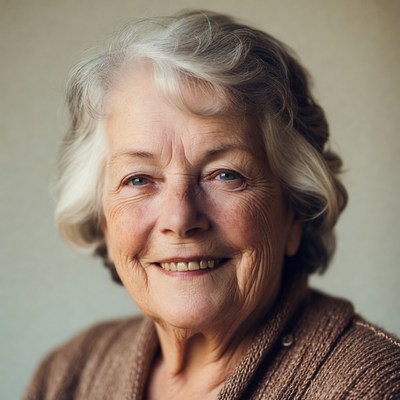 Elderly woman smiling warmly