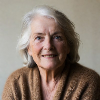 Elderly woman smiling warmly
