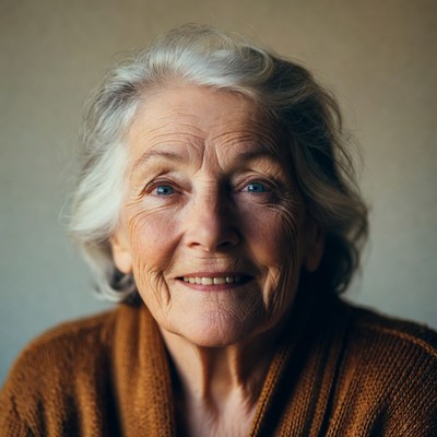 Elderly woman smiling warmly