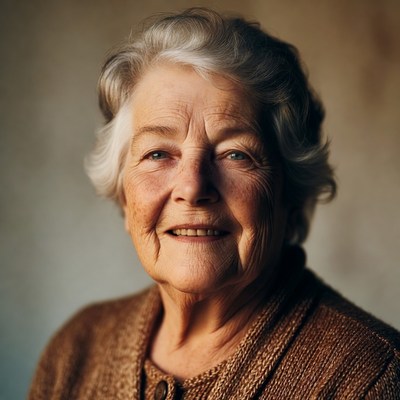 Elderly woman smiling warmly
