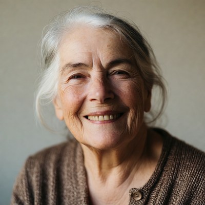 Elderly woman smiling warmly