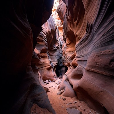 Narrow Slot Canyon with Sunlight